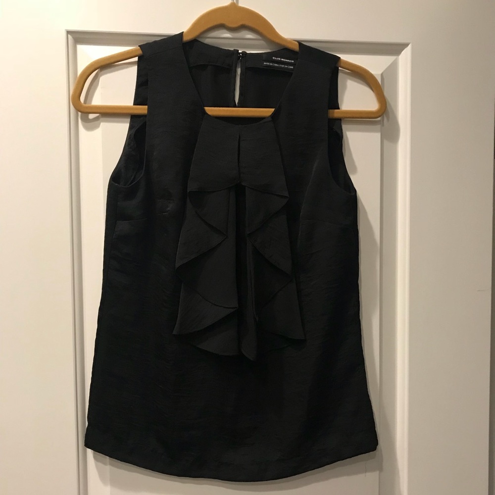 Club Monaco ruffle neck sleeveless blouse